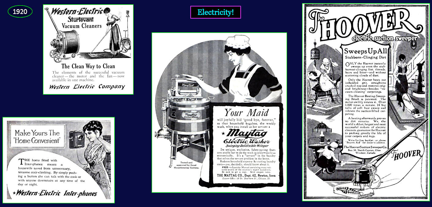 Home appliance ads, 1920
